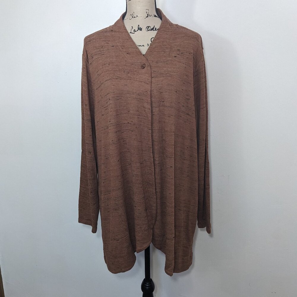 NWOT LOGO Lounge Lori Goldstein Open Front Cocoon Cardigan Gingerbread XL
